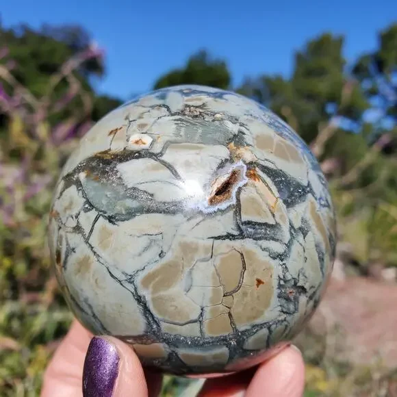 Ocean Ibis Jasper Brecciated Sphere Green Shades 490 grams 70mm